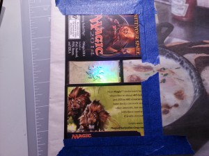The template allowing me to cut a rectangle with the correct angle and height.